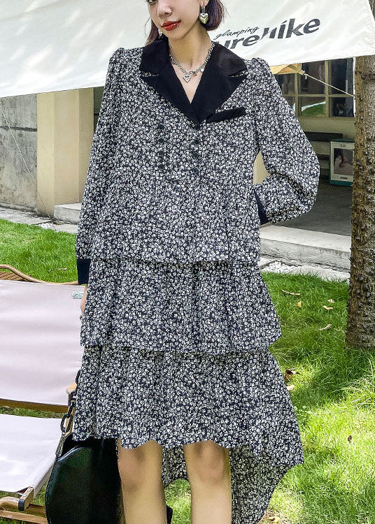 Casual Peter Pan Collar Print Button Fall Party Dress Long sleeve - Image 3
