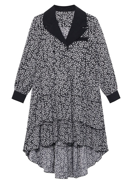 Casual Peter Pan Collar Print Button Fall Party Dress Long sleeve - Image 5