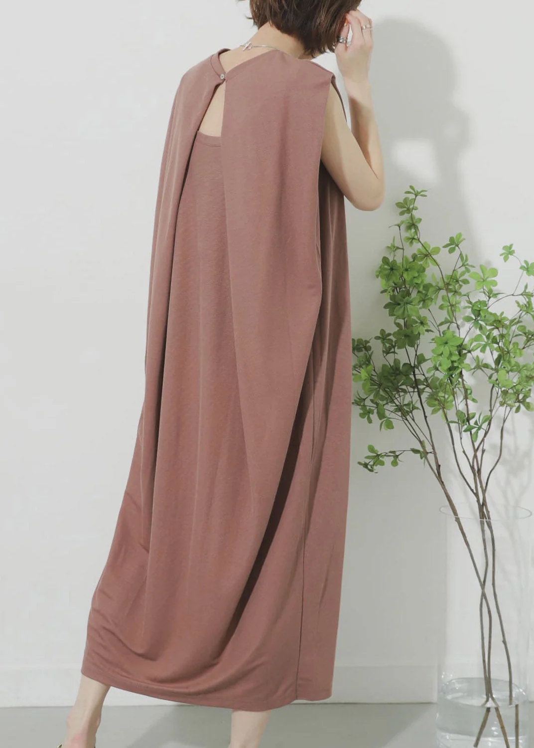 Casual Pink O-Neck Solid Maxi Dress Summer - Image 4
