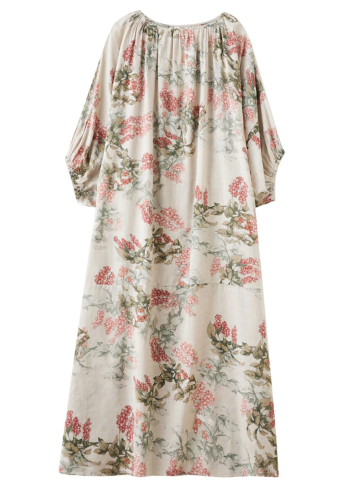 Casual Red O-Neck Print Wrinkled Vacation Dresses Half Sleeve - Image 5