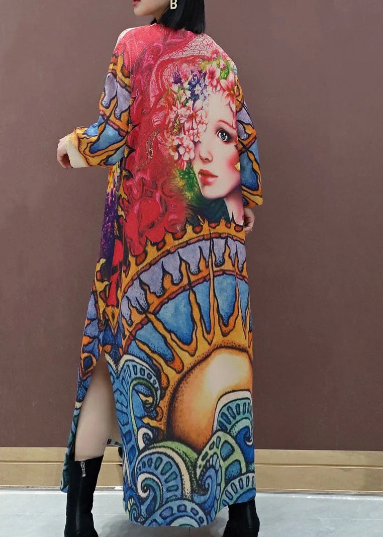 Casual Red Print fashion Knit Dress Spring - Image 4
