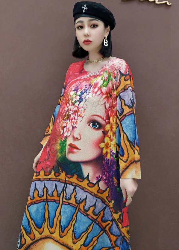 Casual Red Print fashion Knit Dress Spring - Image 5