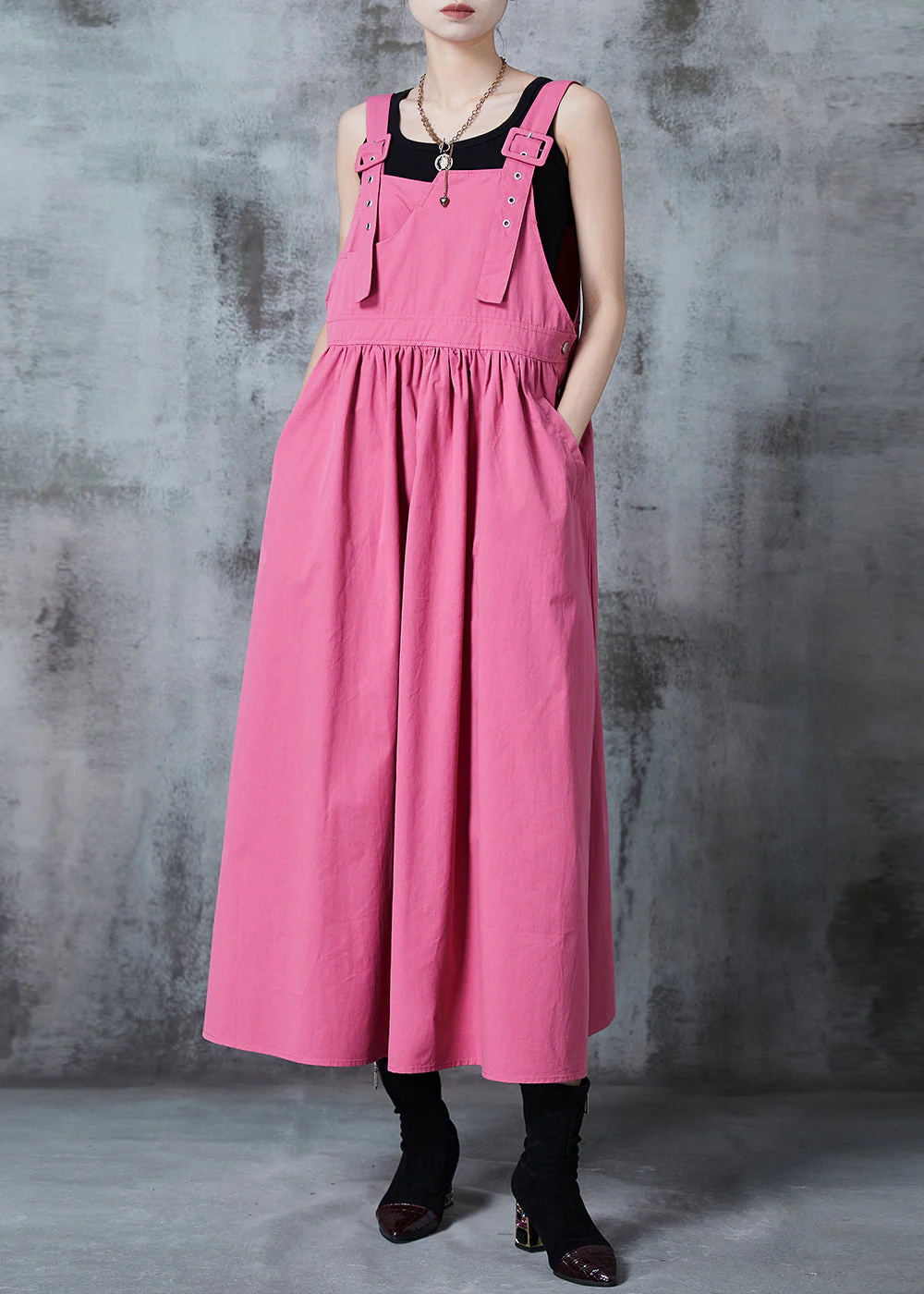 Casual Rose Oversized Exra Large Hem Cotton Holiday Dress Spring - Image 3