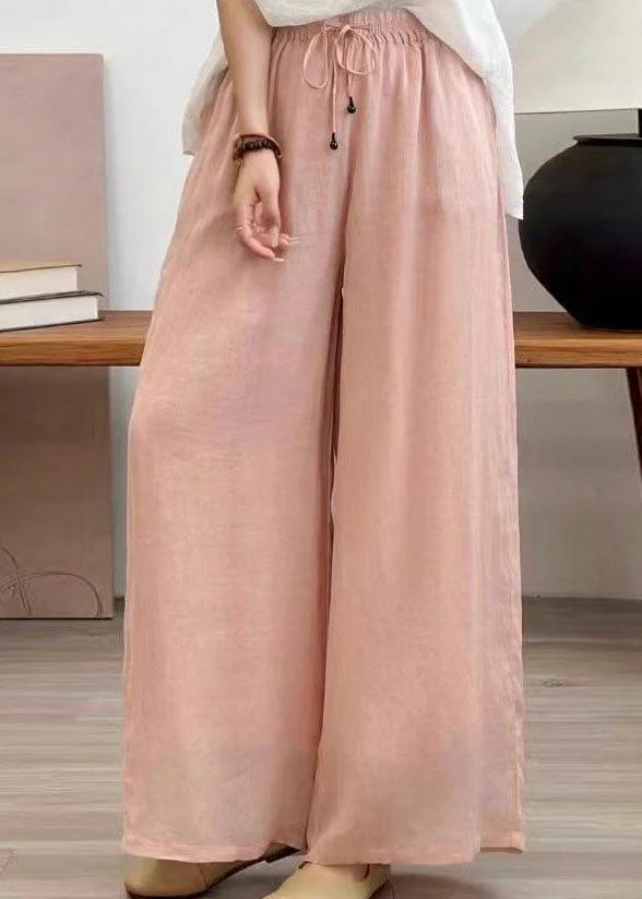 Casual Rose Pockets Elastic Waist Linen Pants Summer - Image 3