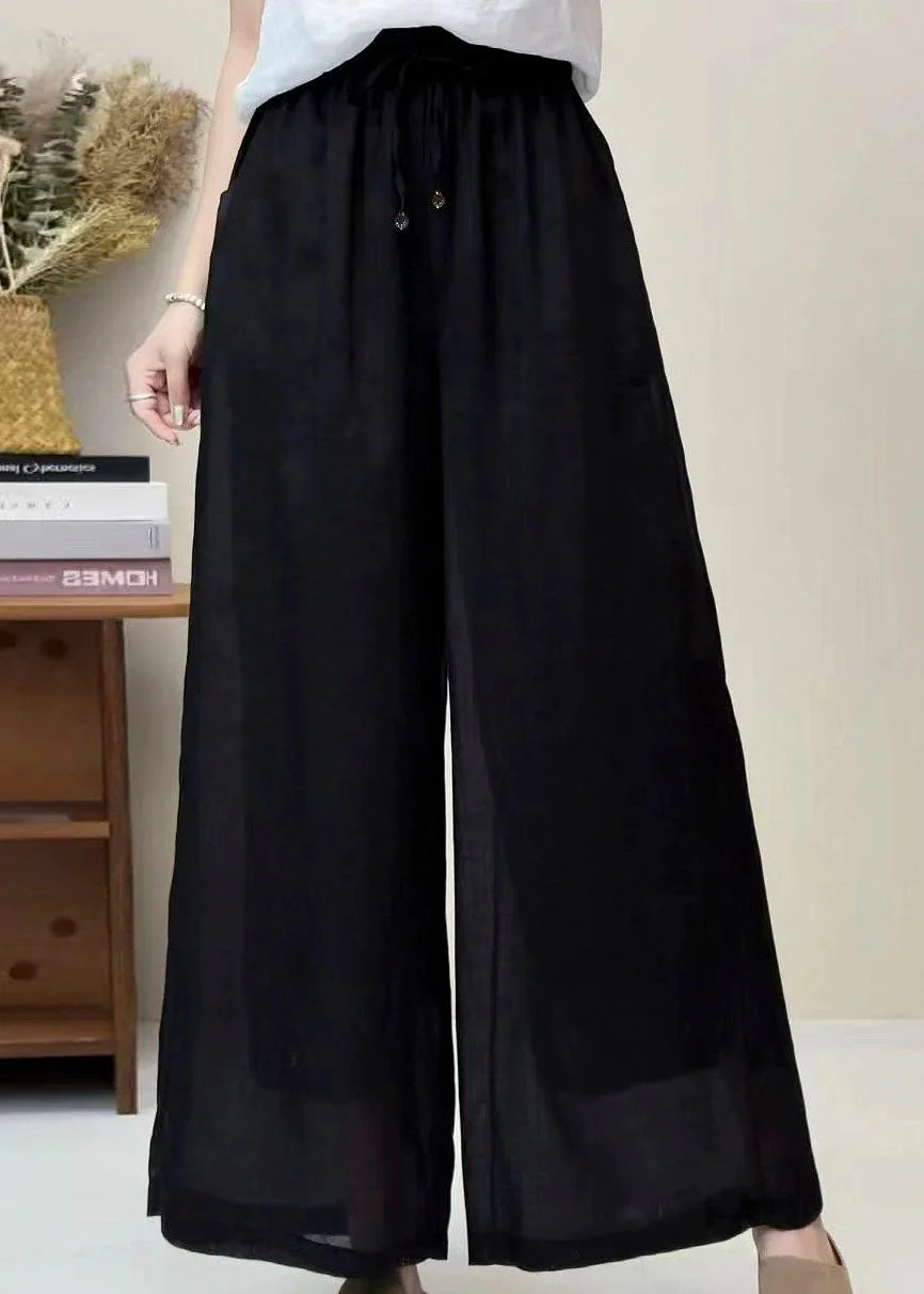 Casual Rose Pockets Elastic Waist Linen Pants Summer - Image 4