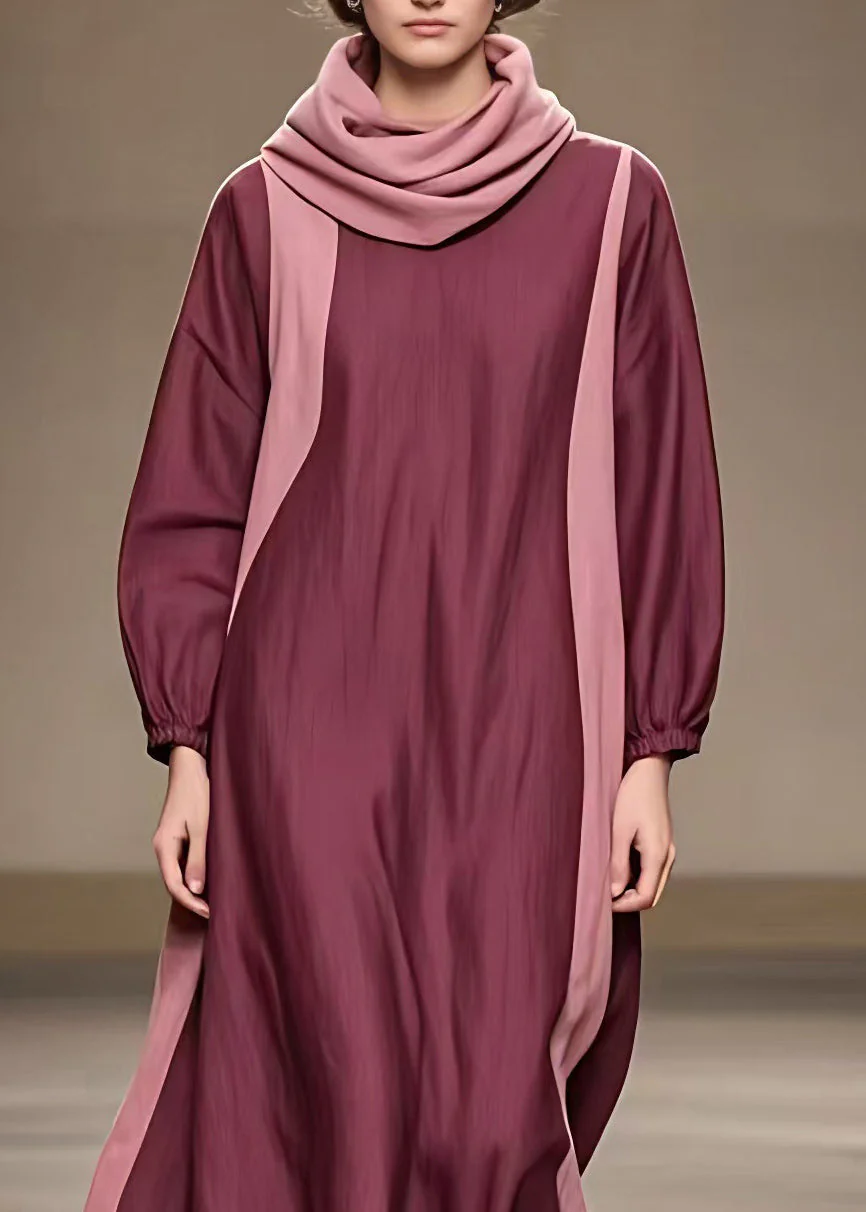 Casual Rust Turtle Neck Holiday Maxi Dress Fall - Image 3