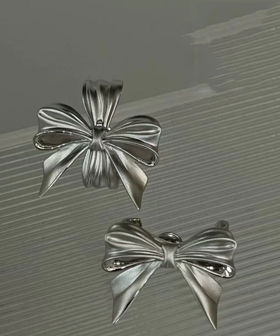 Casual Silk Sterling Silver Bow Stud Earrings - Image 2
