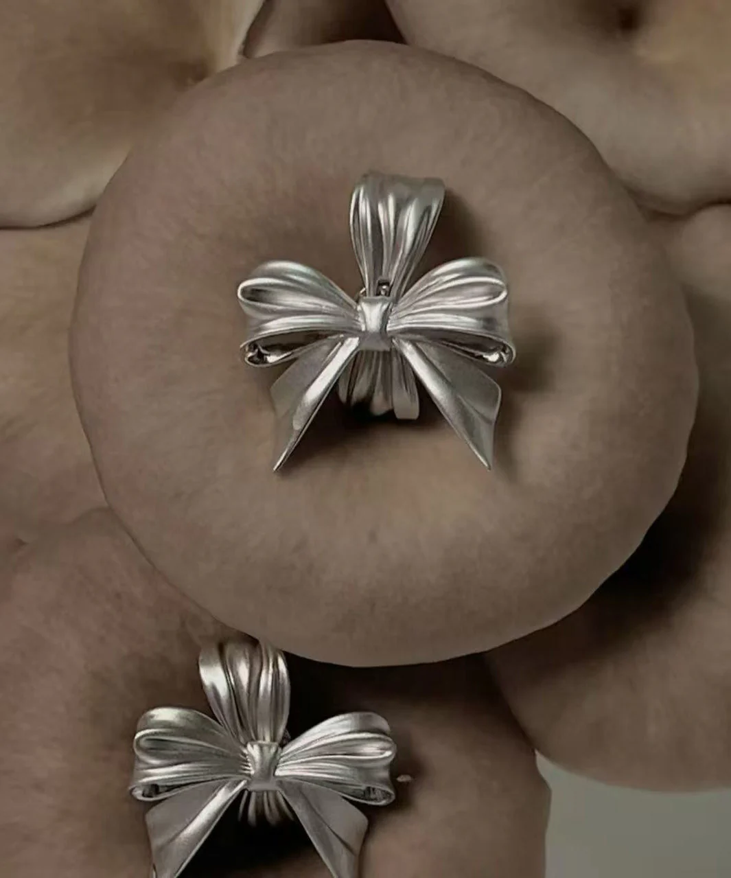 Casual Silk Sterling Silver Bow Stud Earrings - Image 4
