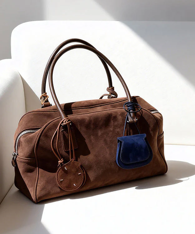 Casual Solid Durable Suede Coffee Tote Handbag - Image 3