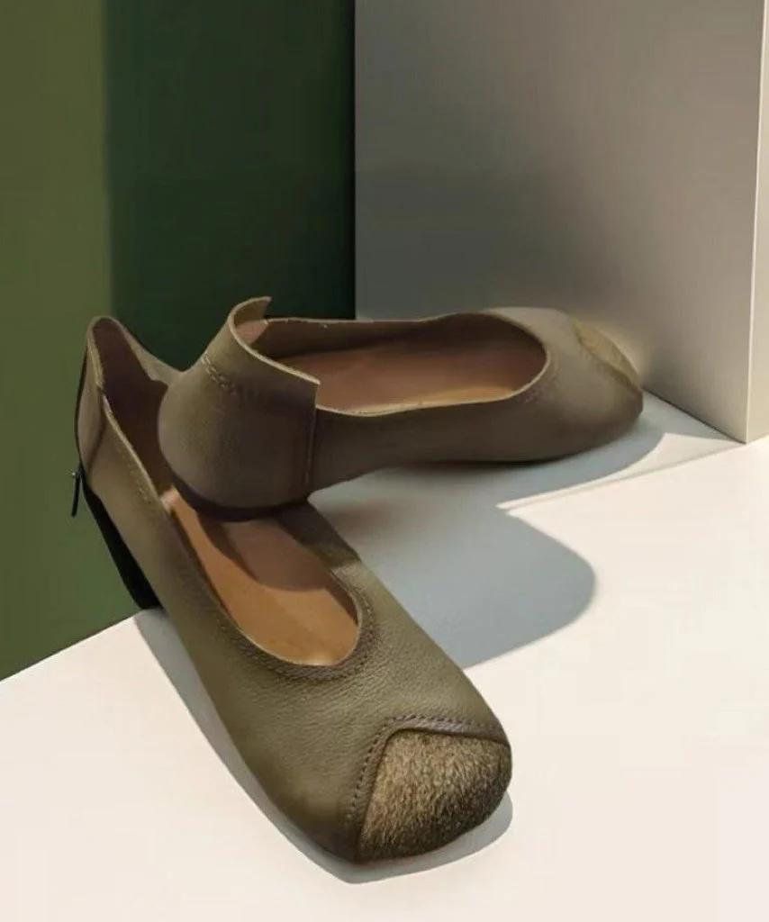 Casual Splicing Flat Feet Shoes Brown Faux Leather - Image 2