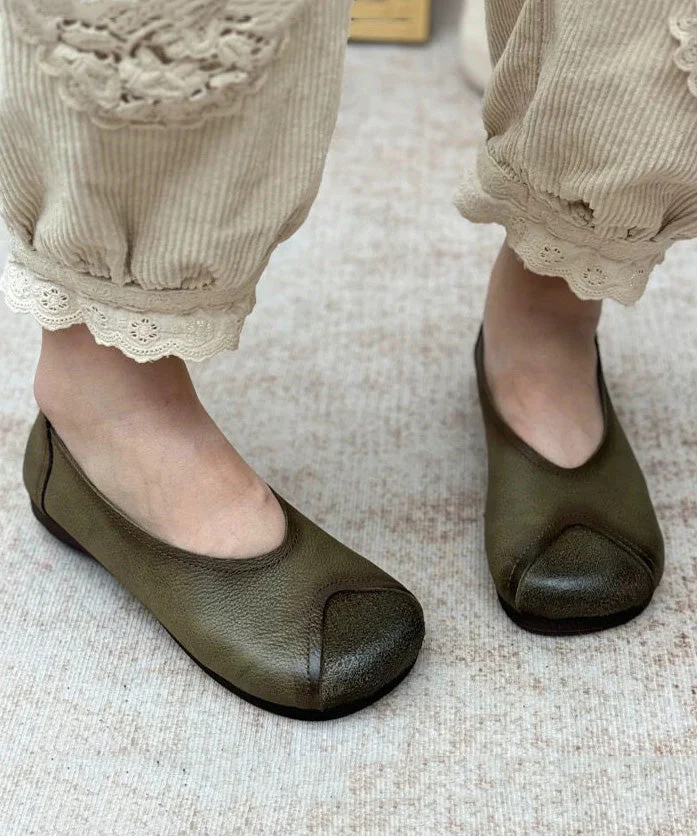 Casual Splicing Flat Feet Shoes Brown Faux Leather - Image 4