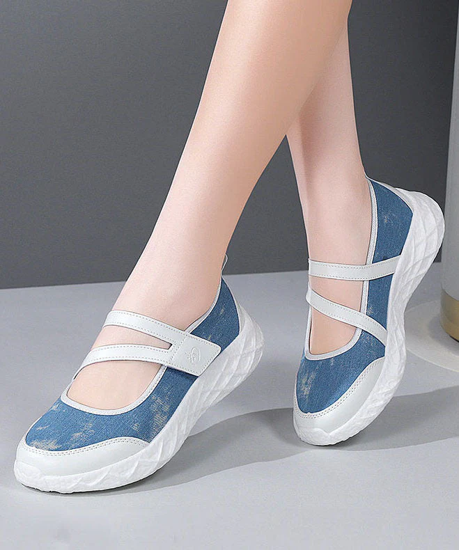 Casual Splicing Platform Flat Feet Shoes Blue Denim Breathable - Image 3