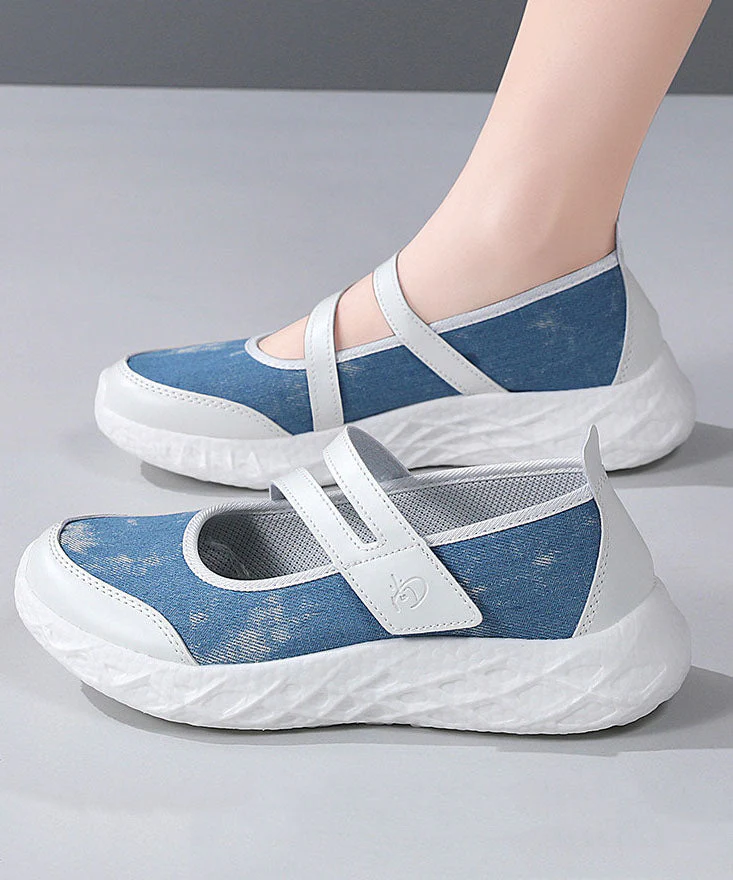 Casual Splicing Platform Flat Feet Shoes Blue Denim Breathable - Image 5