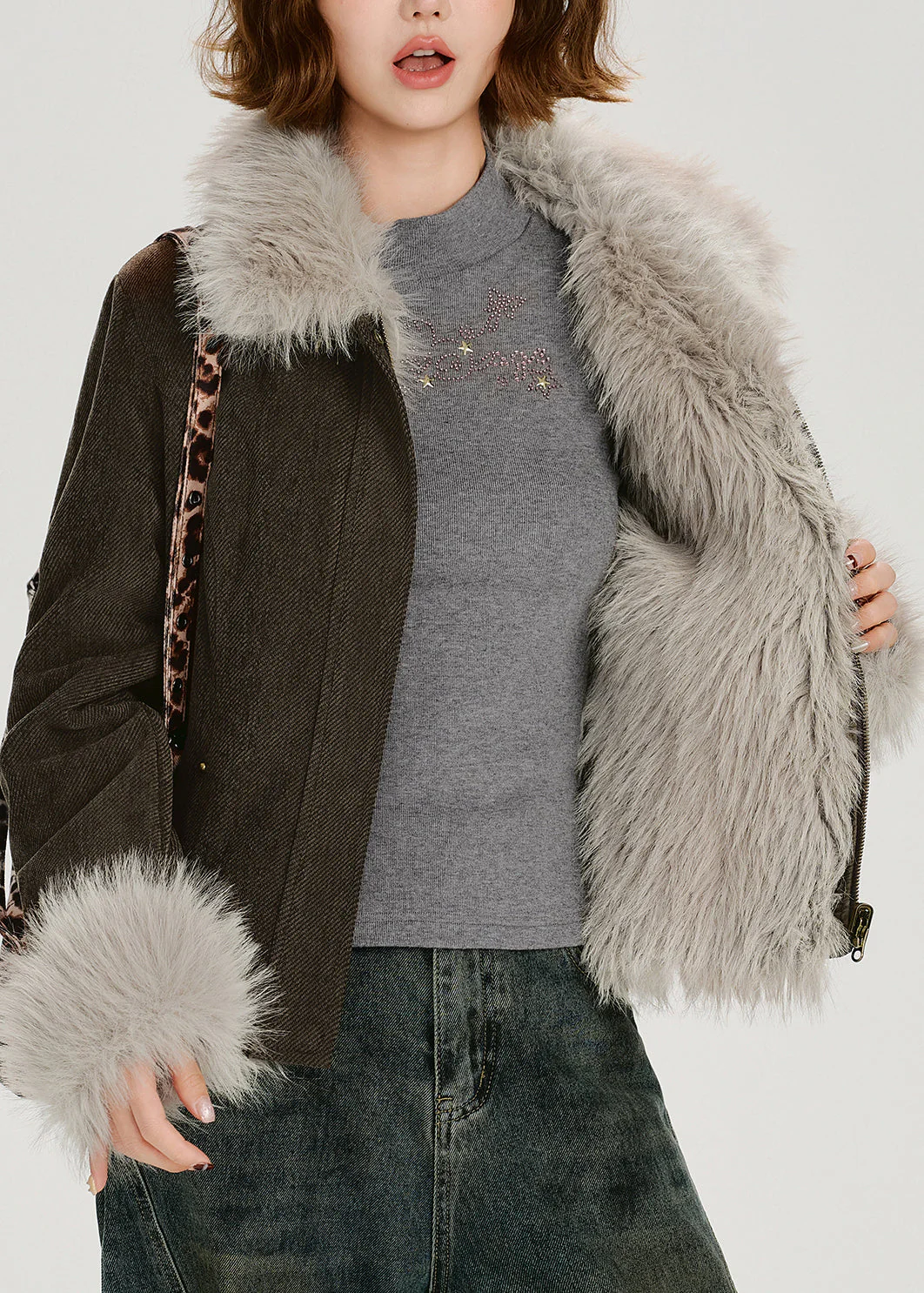 Casual Stand Collar Thick Patchwork Warm Fleece Coats Winter - Image 2
