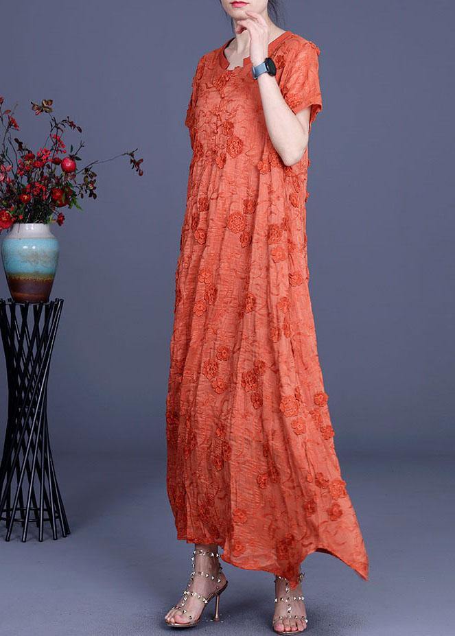 Casual Yellow 3D Floral Summer Linen Dress - Image 2
