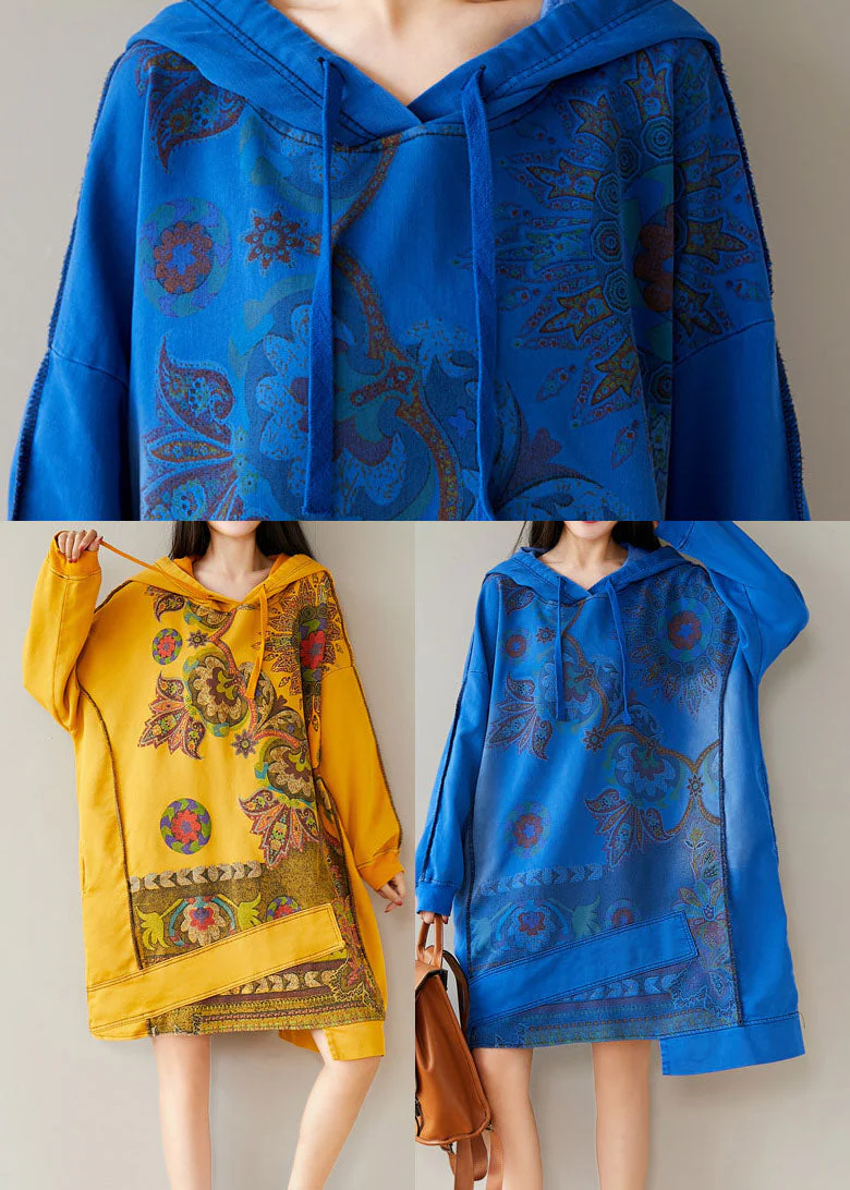 Casual Yellow drawstring Hooded Sweatshirts dresses Spring - Image 5
