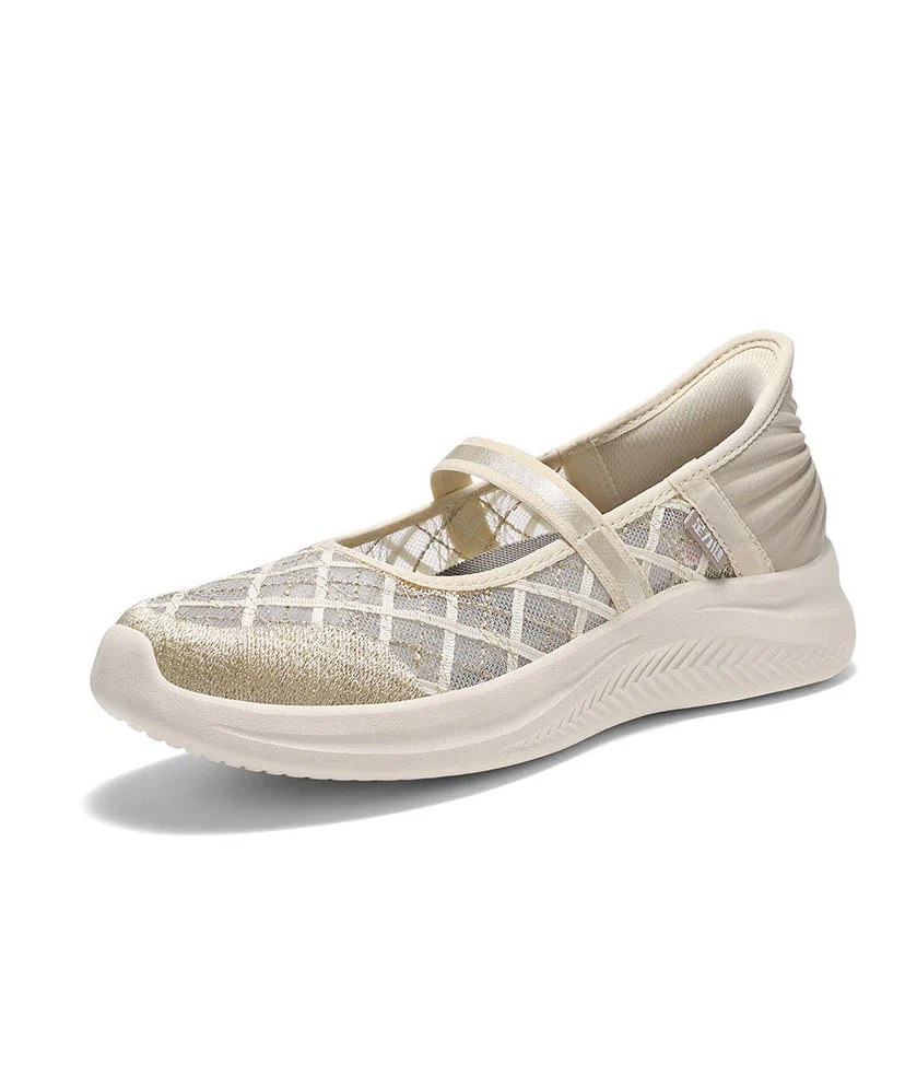 Champagne Breathable Mesh Casual Splicing Flat Shoes For Women - Image 5