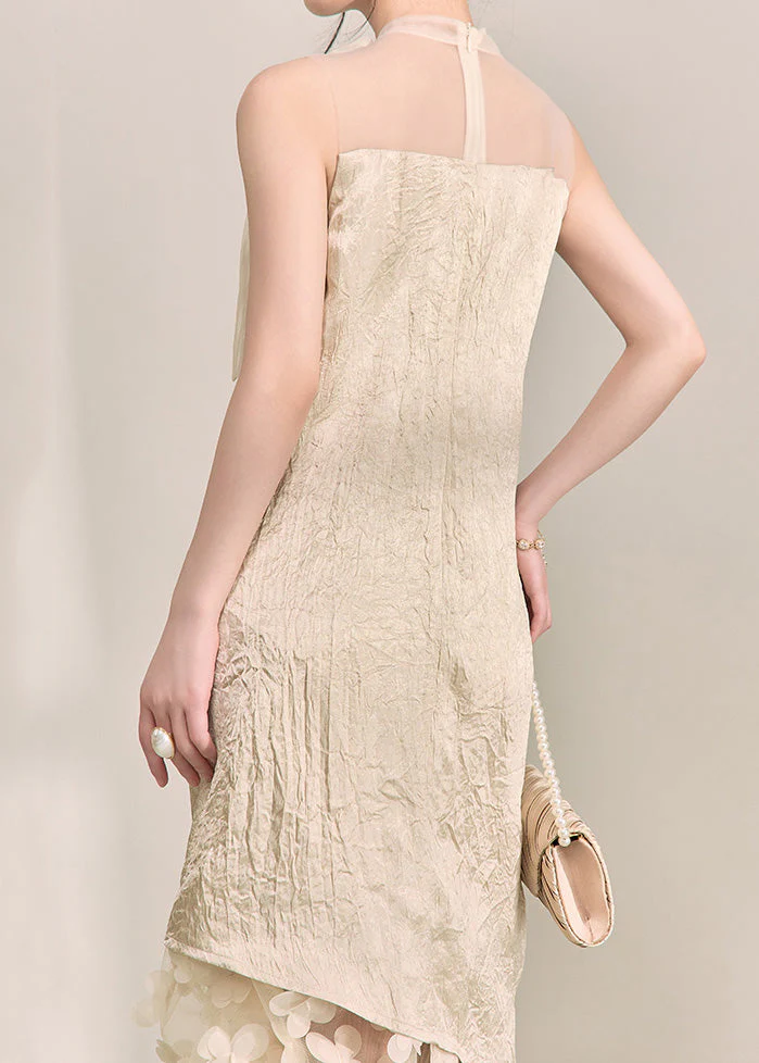 Chic Apricot Tulle Patchwork Floral Vacation Maxi Dresses Summer - Image 5