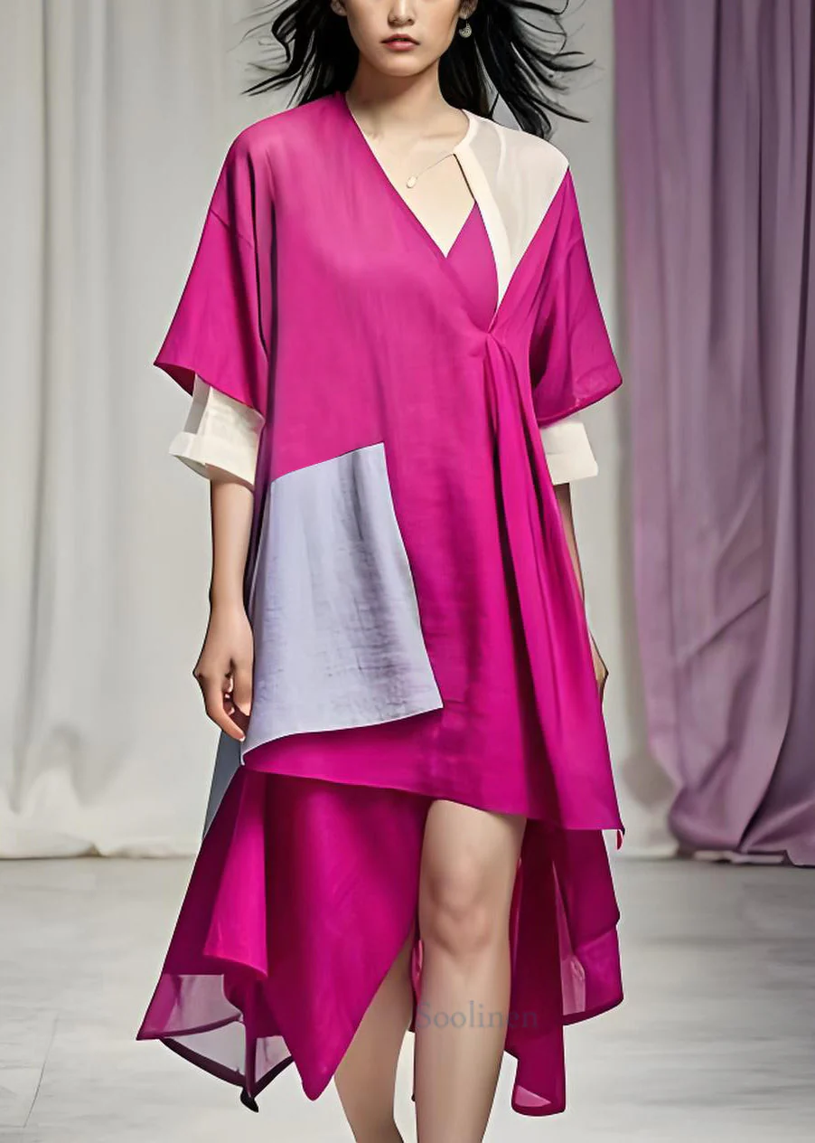 Chic Asymmetrical Patchwork Plus Size Cotton Dress Summer - Image 3