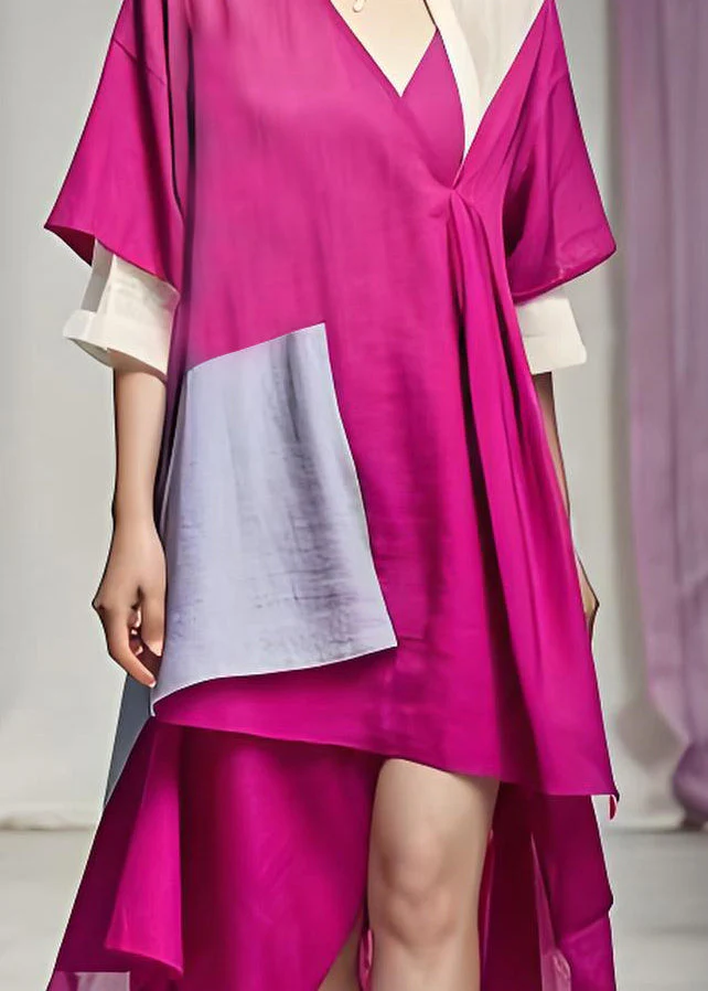 Chic Asymmetrical Patchwork Plus Size Cotton Dress Summer - Image 4