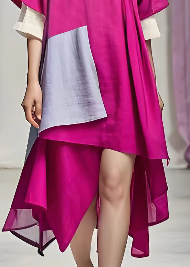 Chic Asymmetrical Patchwork Plus Size Cotton Dress Summer - Image 5