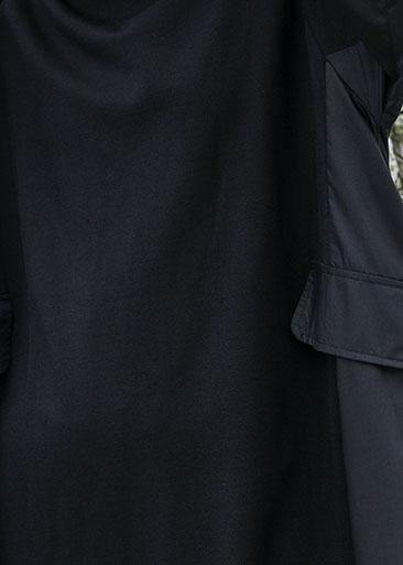 Chic black cotton quilting dresses patchwork Plus Size fall Dress - Image 5