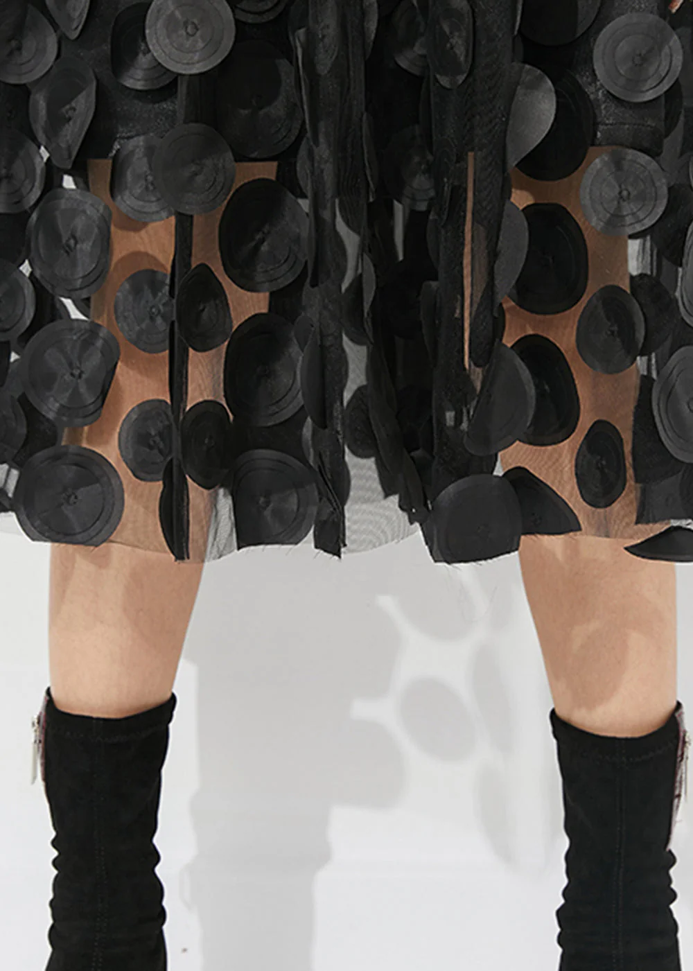 Chic Black O-Neck Patchwork Exra Large Hem Tulle Vacation Dress Summer - Image 5