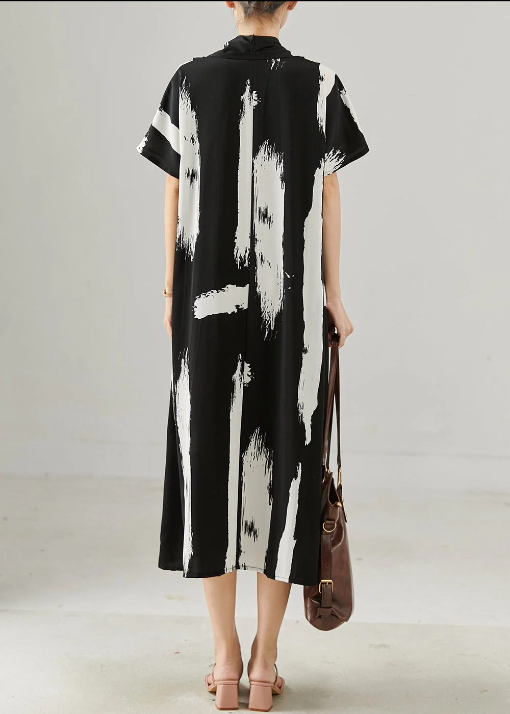 Chic Black Oversized Print Chiffon Maxi Dresses Summer - Image 4