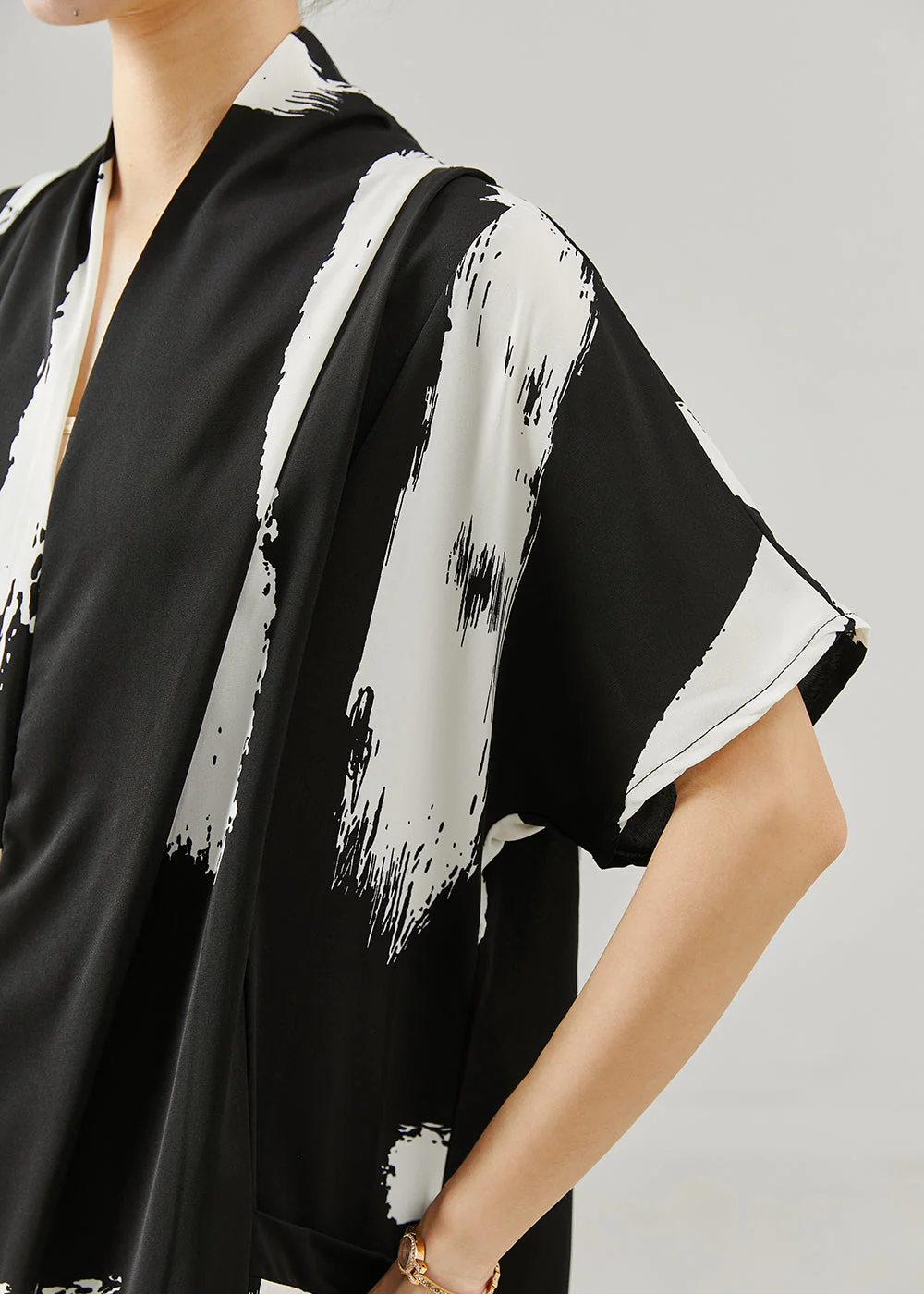 Chic Black Oversized Print Chiffon Maxi Dresses Summer - Image 5