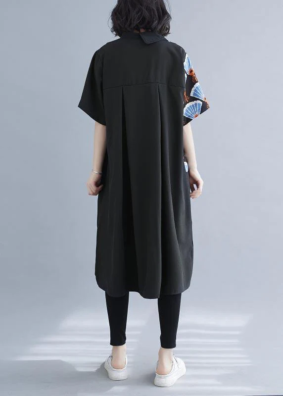 Chic Black Print asymmetrical designlow high design Vacation Summer Cotton Dress - Image 4