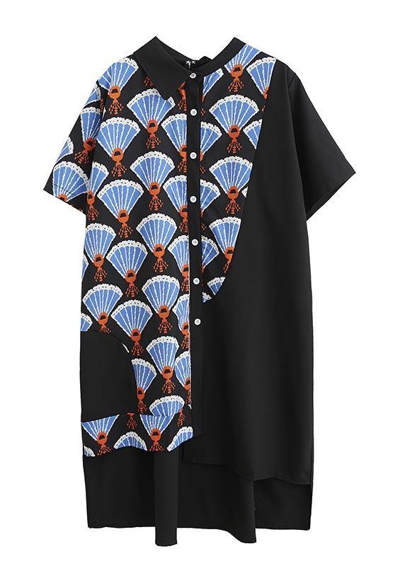 Chic Black Print asymmetrical designlow high design Vacation Summer Cotton Dress - Image 5