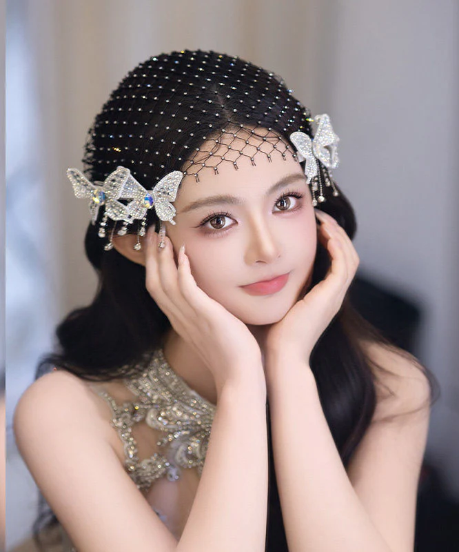 Chic Black Tulle Patchwork Butterfly HairPiece - Image 2