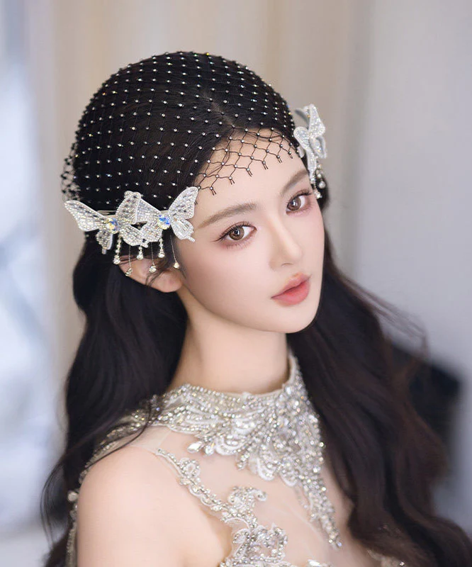Chic Black Tulle Patchwork Butterfly HairPiece - Image 4