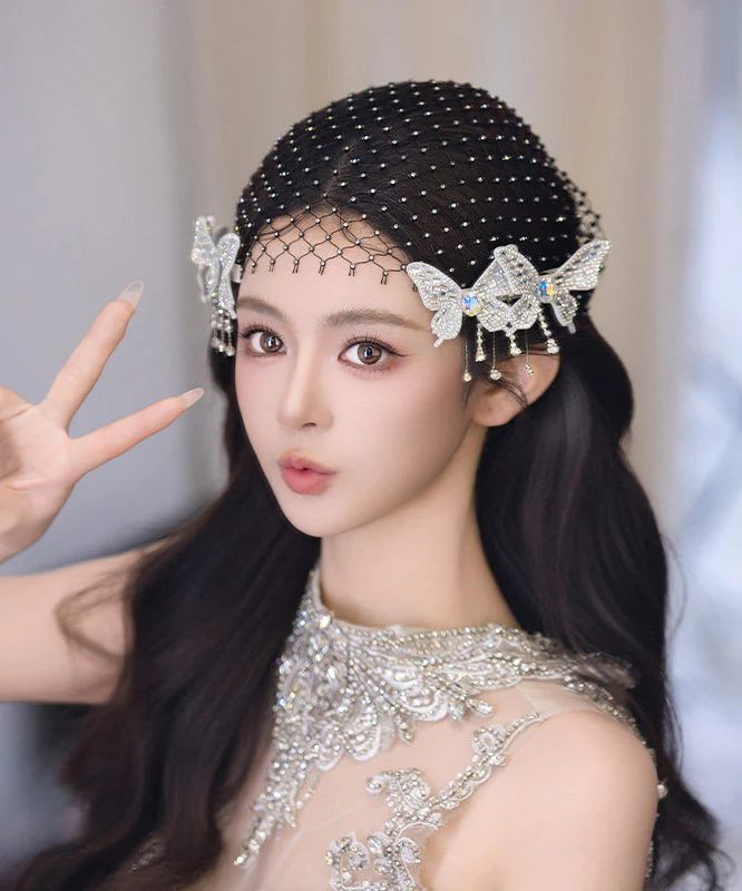 Chic Black Tulle Patchwork Butterfly HairPiece - Image 5