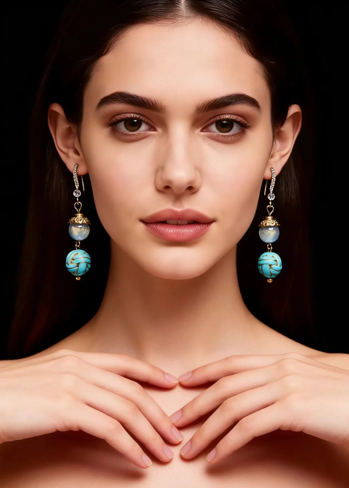 Chic Blue Sphericity Metal National Style Drop Earrings - Image 4