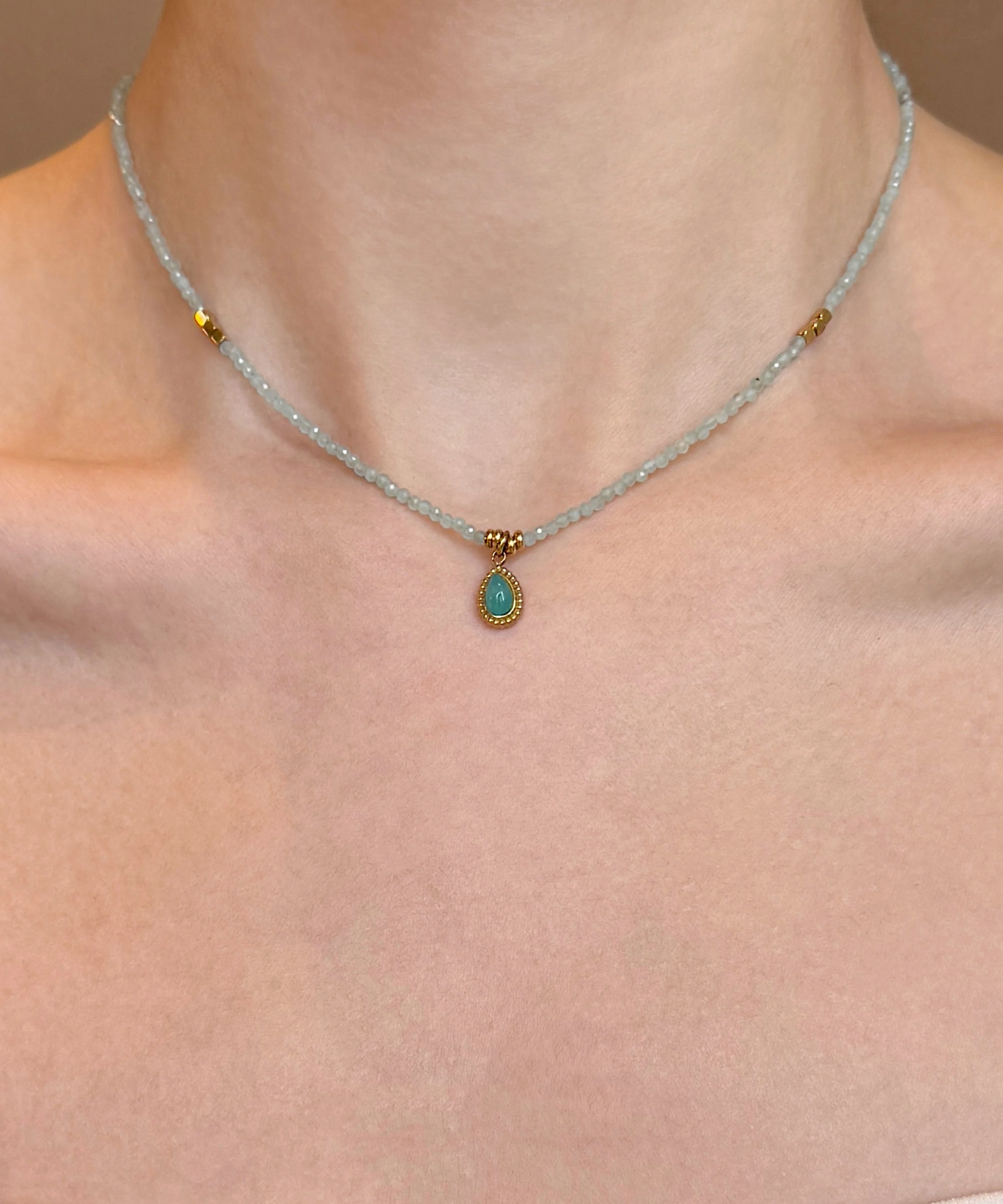 Chic Blue Sterling Silver Alloy Amazonite Grape Beading Pendant Necklace Three-piece set - Image 3