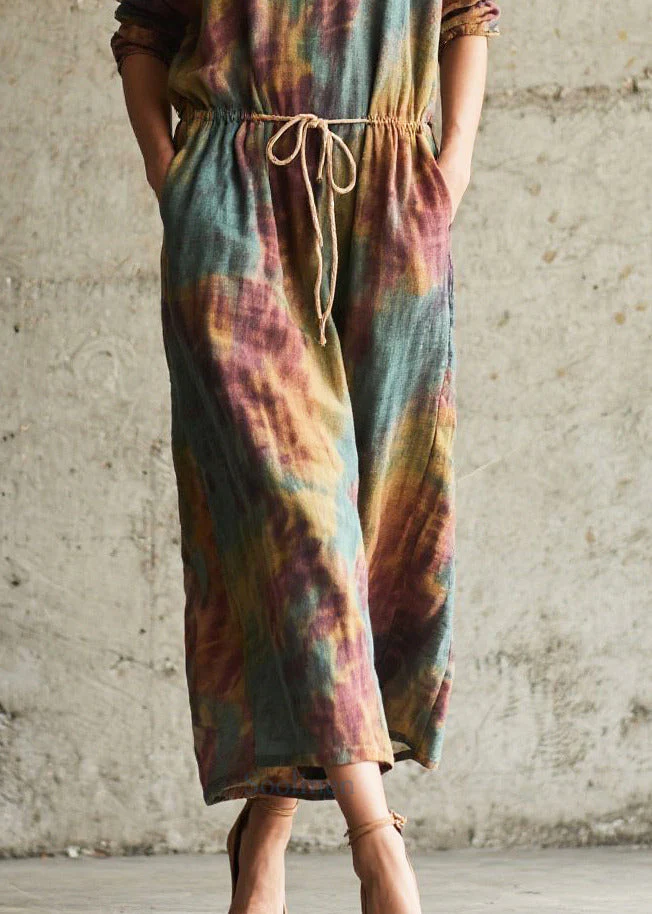 Chic Cinched Tie Dye Cotton Holiday Dress Fall - Image 4