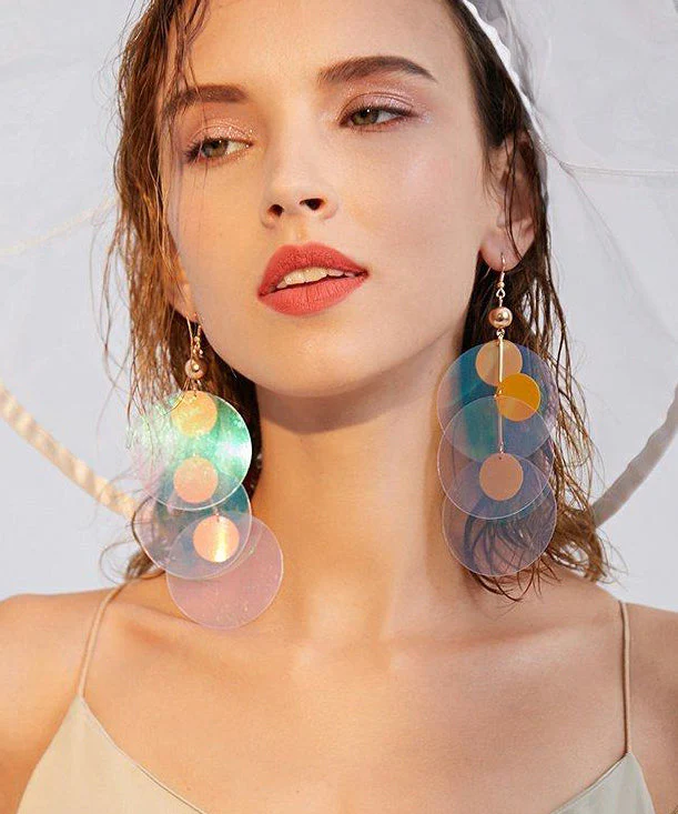 Chic Color Sequins Exaggeration Alloy Long Drop Earrings - Image 2
