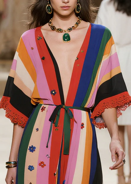 Chic Colorblock Oversized Patchwork Flower Chiffon Cardigan Summer - Image 2