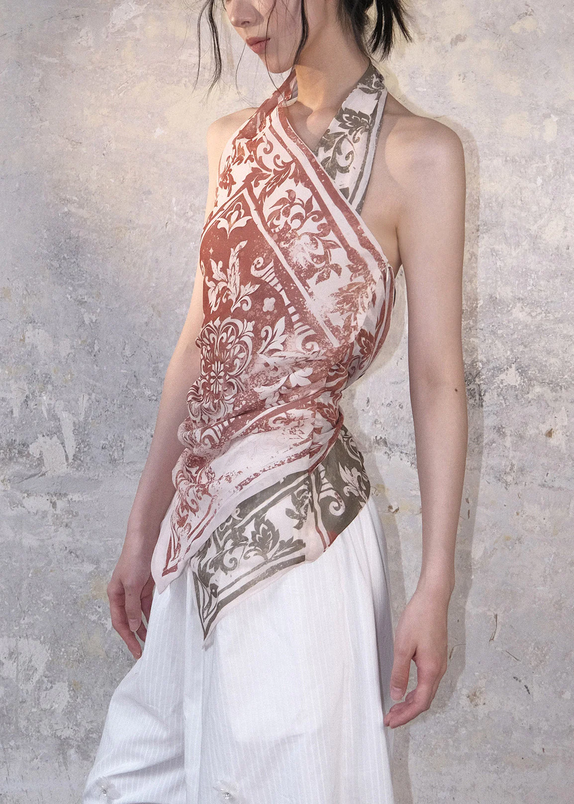 Chic Colorblock Print Cotton Halter Tops Summer - Image 3