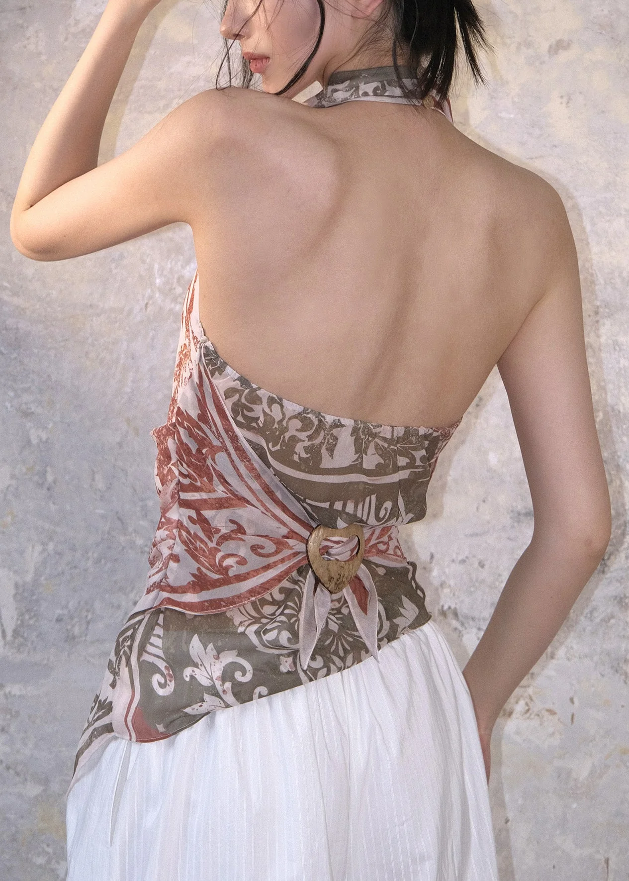 Chic Colorblock Print Cotton Halter Tops Summer - Image 4