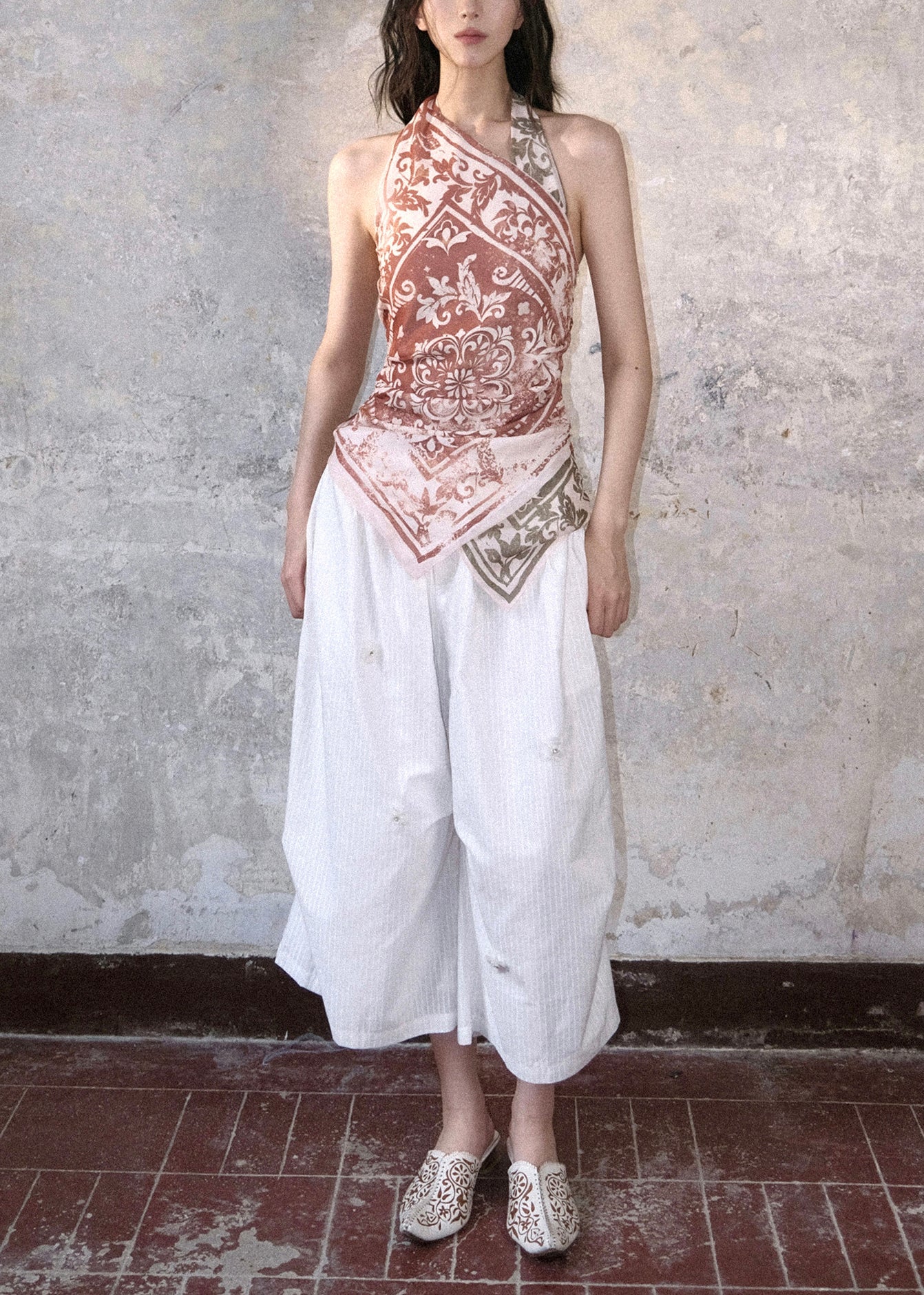 Chic Colorblock Print Cotton Halter Tops Summer - Image 5