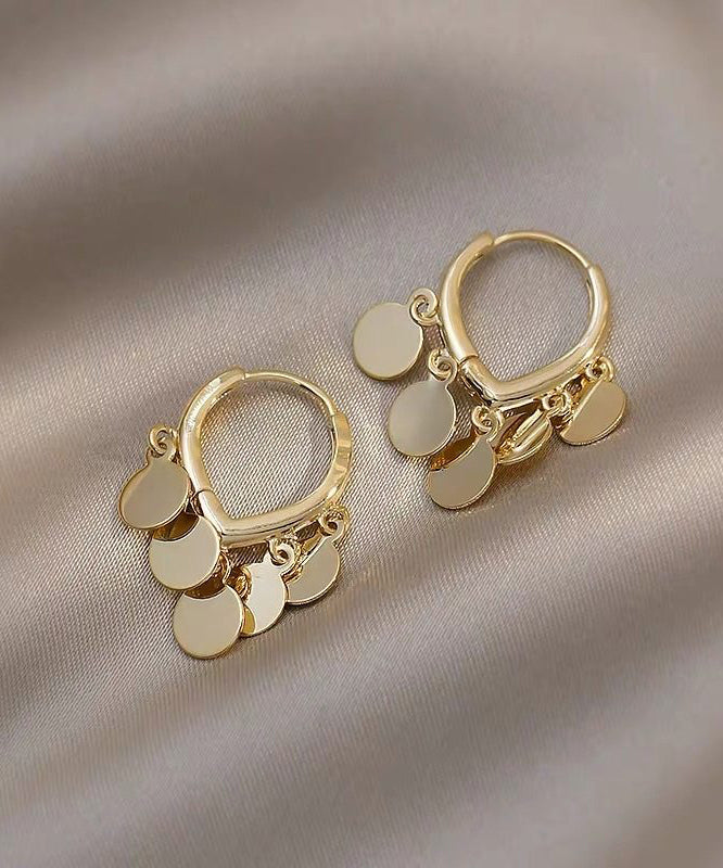 Chic Gold Alloy Love Sequins Tassel Hoop Earrings - Image 3