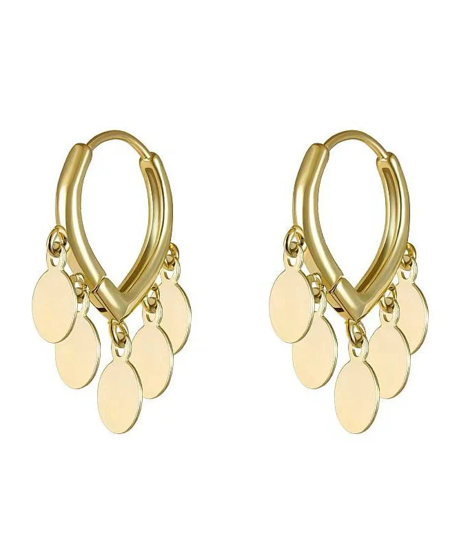 Chic Gold Alloy Love Sequins Tassel Hoop Earrings - Image 5