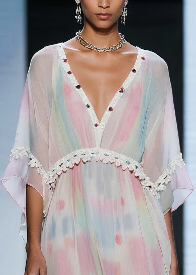Chic Gradient Color Tasseled Patchwork Tulle Day Dress Summer - Image 2