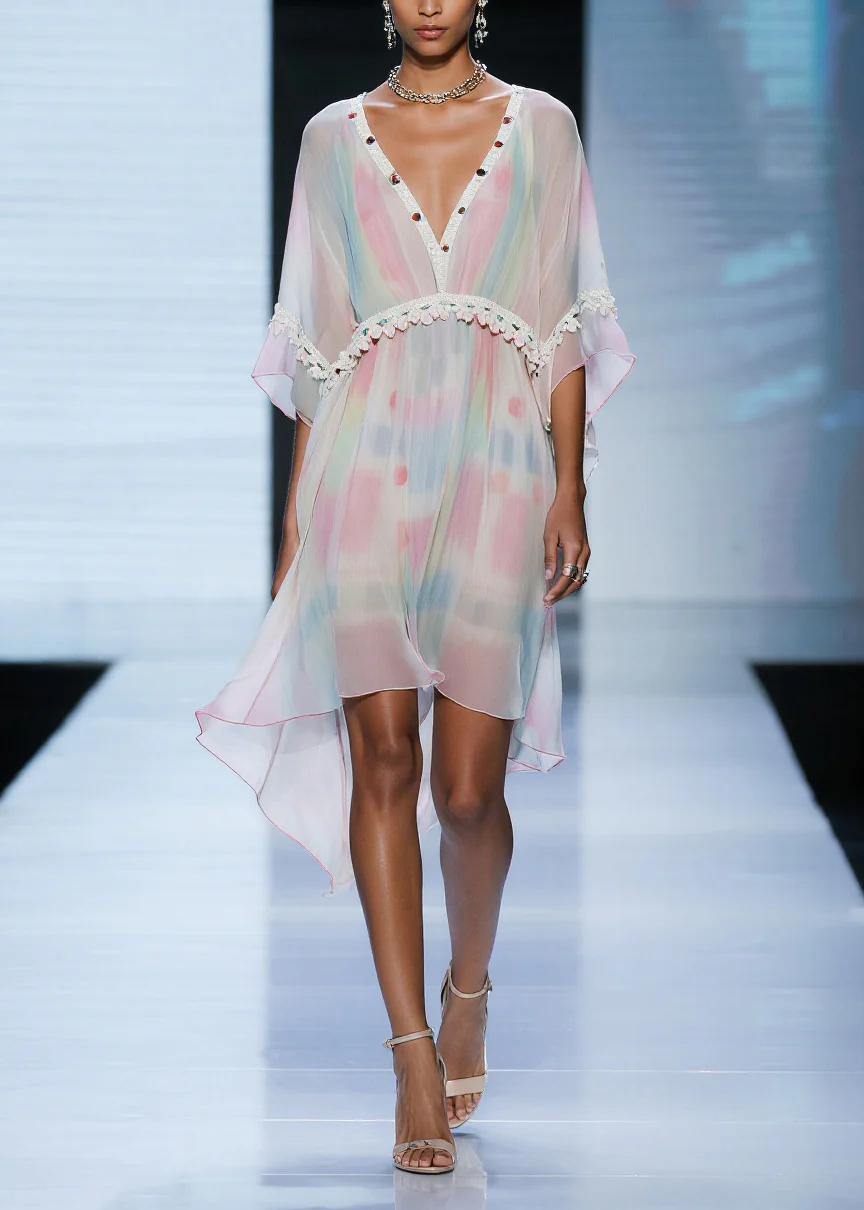 Chic Gradient Color Tasseled Patchwork Tulle Day Dress Summer - Image 3