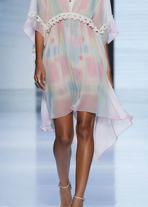 Chic Gradient Color Tasseled Patchwork Tulle Day Dress Summer - Image 4