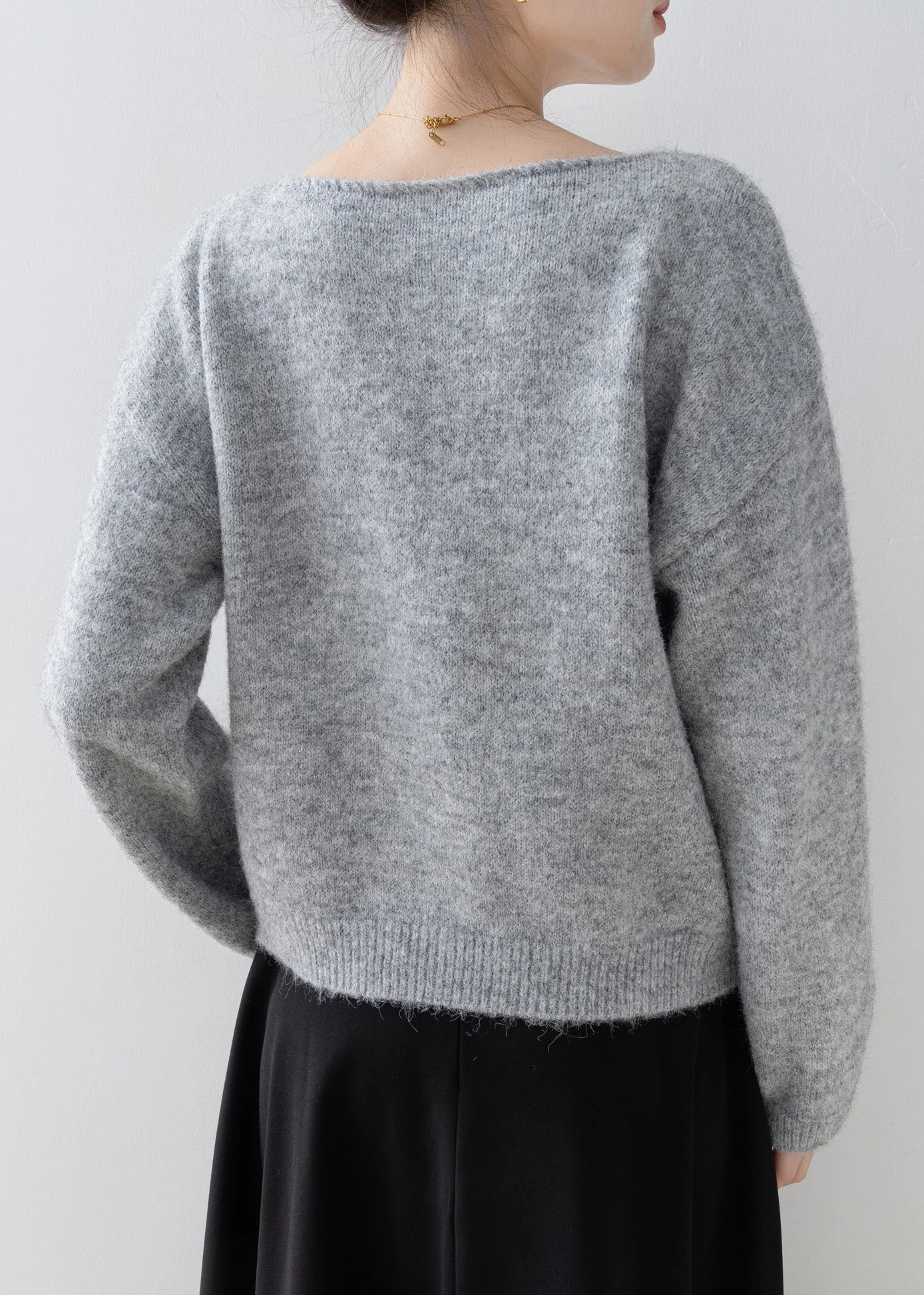 Chic Grey O Neck Floral Sequins Knitted Sweaters Spring - Image 5