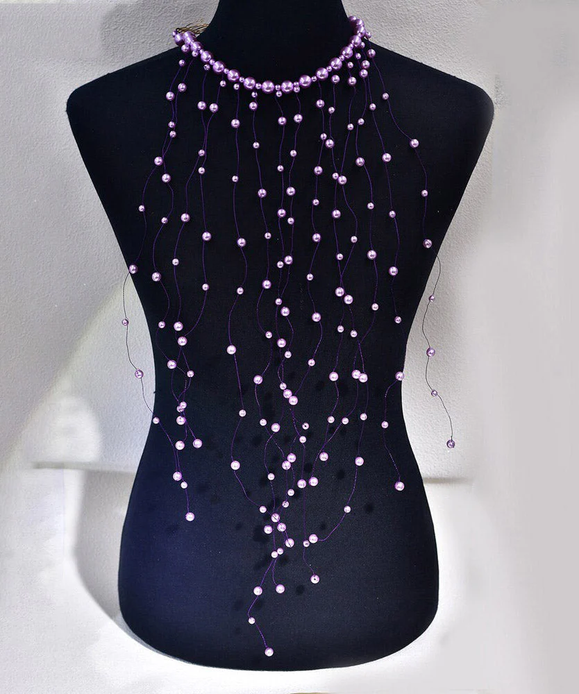 Chic Handmade Purple Pearl Tassel HairPiece - Image 5