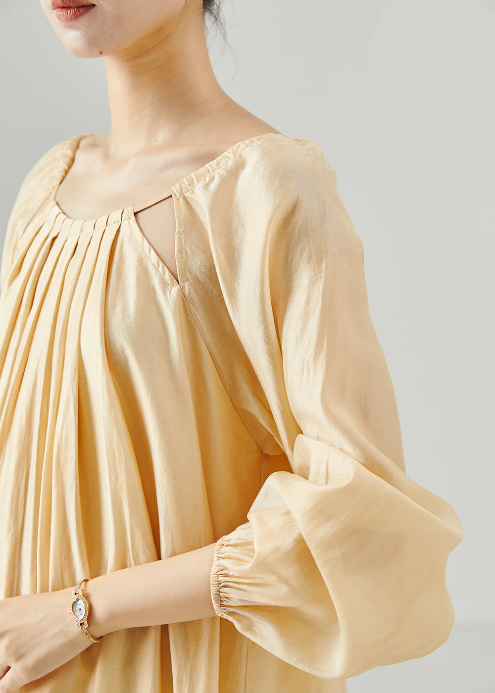 Chic Khaki Oversized Hollow Out Linen Dress Spring - Image 5